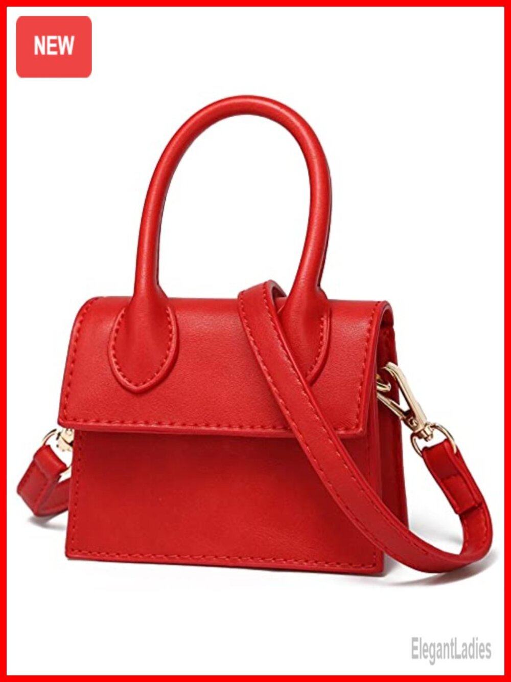 Mini Crossbody Bag PU Faux Leather Satchel Detachable Strap Women Purse